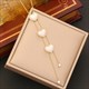 Love Heart Pearl Clavicle Necklace 36L Stainless Steel