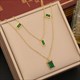 Green Zircon Heart Pendant Necklace Pentagram Butterfly Fashion Jewelry Gold 36L Stainless Steel New Party Gift For Women