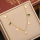 Green Zircon Heart Pendant Necklace Pentagram Butterfly Fashion Jewelry Gold 36L Stainless Steel New Party Gift For Women