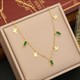 Green Zircon Heart Pendant Necklace Pentagram Butterfly Fashion Jewelry Gold 36L Stainless Steel New Party Gift For Women