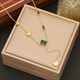 Green Zircon Heart Pendant Necklace Pentagram Butterfly Fashion Jewelry Gold 36L Stainless Steel New Party Gift For Women
