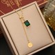 Green Zircon Heart Pendant Necklace Pentagram Butterfly Fashion Jewelry Gold 36L Stainless Steel New Party Gift For Women
