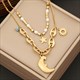 Star Moon Pendant Necklace Beaded Layered Collar Chain Jewelry Set