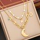 Star Moon Pendant Necklace Beaded Layered Collar Chain Jewelry Set