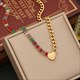 Colorful Square Crystal Necklace Stainless Steel Wedding Jewelry Set