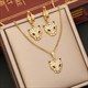 Leopard Head Pendant Necklace With Black White Diamond Accents