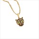 Leopard Head Pendant Necklace With Black White Diamond Accents