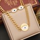 Round Eye Pendant Necklace 36L Stainless Steel Thick Chain Jewelry For Women
