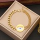 Round Eye Pendant Necklace 36L Stainless Steel Thick Chain Jewelry For Women