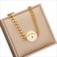 Round Eye Pendant Necklace 36L Stainless Steel Thick Chain Jewelry For Women