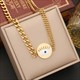 Round Eye Pendant Necklace 36L Stainless Steel Thick Chain Jewelry For Women