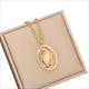 White Stone Pendant Necklace 36L Stainless Steel Hollow Metal New Fashion Non Fading Jewelry Party Gift For Women Gold Color