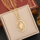 White Stone Pendant Necklace 36L Stainless Steel Hollow Metal New Fashion Non Fading Jewelry Party Gift For Women Gold Color
