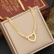 Colour Flat Snake Chain Heart Necklace Gold 36L Stainless Steel New Non Fading Clavicle Chain Jewelry Party Gift For Women