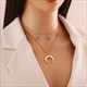 Double Layer Crescent Moon Pendant Necklace Stainless Steel Clavicle Chain