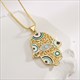 Hamsa Hand Of Fatima Pendant Necklace Gold Plated With Zirconia
