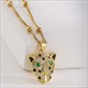 Leopard Head Pendant Necklace Gold Color Cubic Zirconia