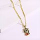Leopard Head Pendant Necklace Gold Color Cubic Zirconia