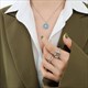 Blue Octagonal Star Inlaid Zircon Pendant Necklace Fashion Clavicle Chain