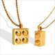 Geometric Minimalist Building Block Shape Pendant Necklace