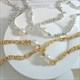 Square Thick Chain Imitation Pearl Necklace Women Luxury Jewelry Party Fashion Accessories Stainless Steel