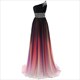 One Shoulder Bridesmaid Dresses Pleat Beading Elegant Wedding Party Evening Formal Prom A Line Gradual Chiffon Lace Up Back