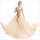 Peacock Embroidered Chiffon Long Evening Dress For Formal Party