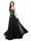 Peacock Embroidered Chiffon Long Evening Dress For Formal Party