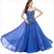 Peacock Embroidered Chiffon Long Evening Dress For Formal Party