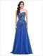 Peacock Embroidered Chiffon Long Evening Dress For Formal Party