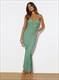 Long Fishtail Skirt Summer Women Banquet Dress Slim Fit Solid Prom Pleated V-Neck Formal