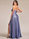 Hot Split Pleated Shiny Maxi Lacing Design Wholesale Evening Dresses