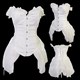 Overbust Victorian Corset Steampunk Elegant Wedding Bustier Burlesque Dress Y Satin Gothic With Tulle