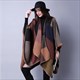 Autumn Winter Lattice Women Travel Shawl Imitation Cashmere European National Style Fork Thickened Cloak Ponchos Capes