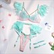 Feather Lingerie Lace Bra With Chain Sets Garters Erotic Costumes Transparent 3 Piece