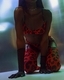 Leopard Fine Lace Lingerie Set With Stocking And Bra Thongs