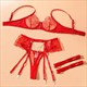 White Rhinestone Chain Lace Lingerie Set With Garter