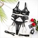 Embroidered Lingerie 3-Piece Set With Chain Garter Kit