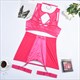 Lingerie Set Choker Underwear Set Gothic Fancy Set Sleepwear Black/Red 5-Piece Mesh
