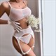 Women’S Bow Garter Bra And Panty Underwear Set – Transparent Mesh Lingerie