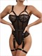 High Cut Red Lace Bodysuit With Hollow Out Underwire