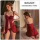 Mesh Suspender Nightgown With Thong Set