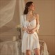 French Romantic Lace Silk Satin Night Gown And Robe Pajama Set