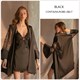 Satin Contrast Embroidery Lace Cami Dress With Flared Cuff Belt Robe Set