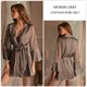 Satin Contrast Embroidery Lace Cami Dress With Flared Cuff Belt Robe Set