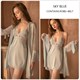 Satin Contrast Embroidery Lace Cami Dress With Flared Cuff Belt Robe Set