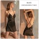 Satin Contrast Embroidery Lace Cami Dress With Flared Cuff Belt Robe Set