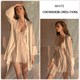 Satin Contrast Embroidery Lace Cami Dress With Flared Cuff Belt Robe Set