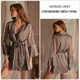 Satin Contrast Embroidery Lace Cami Dress With Flared Cuff Belt Robe Set