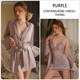 Satin Contrast Embroidery Lace Cami Dress With Flared Cuff Belt Robe Set